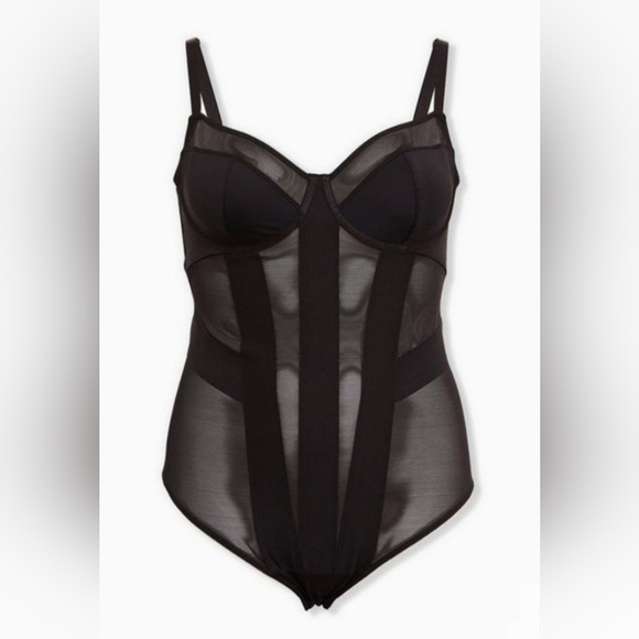TORRID Black V Front Underwire Mesh Bodysuit! NWT! - Picture 3 of 6
